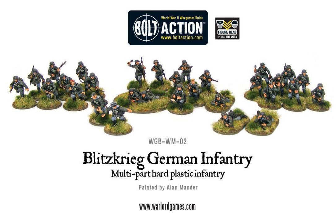 28mm Bolt Action | Blitzkrieg German Infantry | WWII Early-War Germans (30) (Plastic)-Miniatures-LITKO Game Accessories
