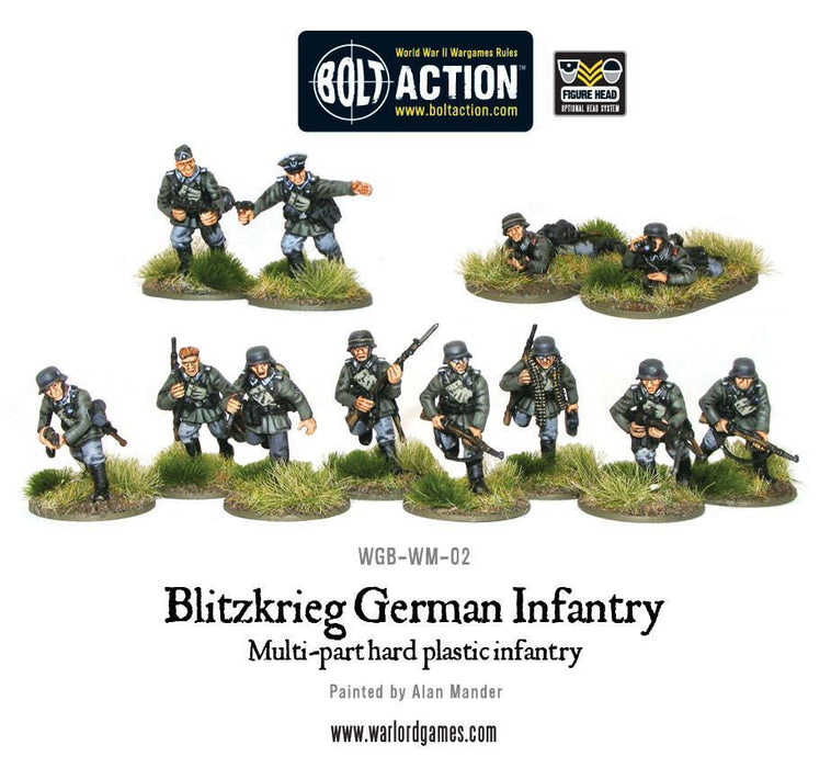28mm Bolt Action | Blitzkrieg German Infantry | WWII Early-War Germans (30) (Plastic)-Miniatures-LITKO Game Accessories