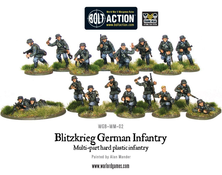 28mm Bolt Action | Blitzkrieg German Infantry | WWII Early-War Germans (30) (Plastic)-Miniatures-LITKO Game Accessories