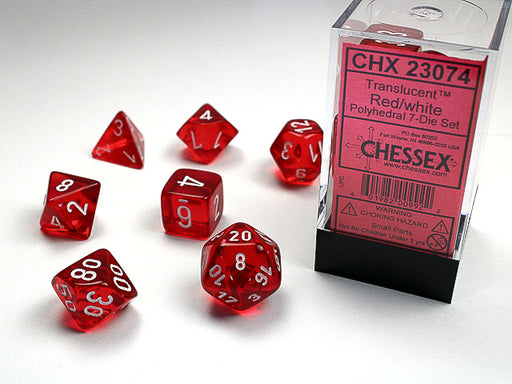 Translucent Polyhedral Red/white 7-Die Set-Dice-LITKO Game Accessories