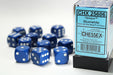 Opaque 16mm d6 Blue/white Dice Block™ (12 dice)-Dice-LITKO Game Accessories