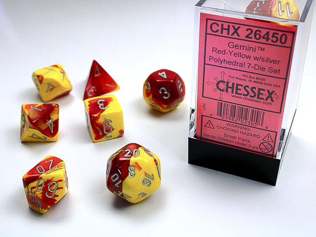 Gemini® Polyhedral Red-Yellow/silver 7-Die Set-Dice-LITKO Game Accessories