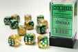 Gemini® 16mm d6 Gold-Green/white Dice Block™ (12 dice)-Dice-LITKO Game Accessories