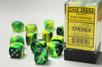 Gemini® 16mm d6 Green-Yellow/silver Dice Block™ (12 dice)-Dice-LITKO Game Accessories