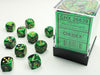 Gemini® 12mm d6 Black-Green/gold Dice Block™ (36 dice)-Dice-LITKO Game Accessories