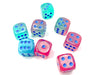 Gemini® 12mm d6 Gel Green-Pink/blue Luminary™ Dice Block™ (36 dice)-Dice-LITKO Game Accessories
