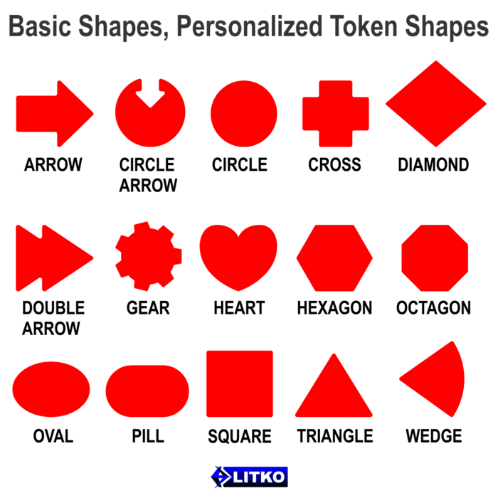 LITKO Personalized Game Tokens - Basic Shapes (10) - LITKO Game Accessories