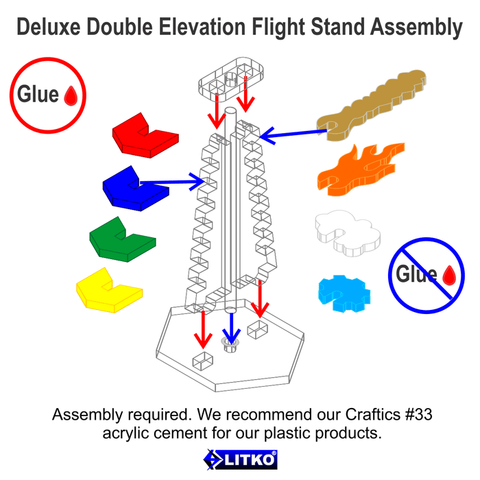 LITKO 1.5 inch Hexagonal Deluxe Double Elevation Flight Stand - LITKO Game Accessories