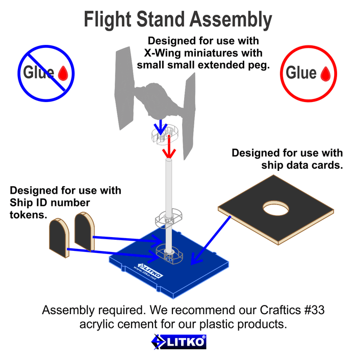 LITKO Space Fighter Deluxe Flight Stand (Standard Ship), Blue - LITKO Game Accessories