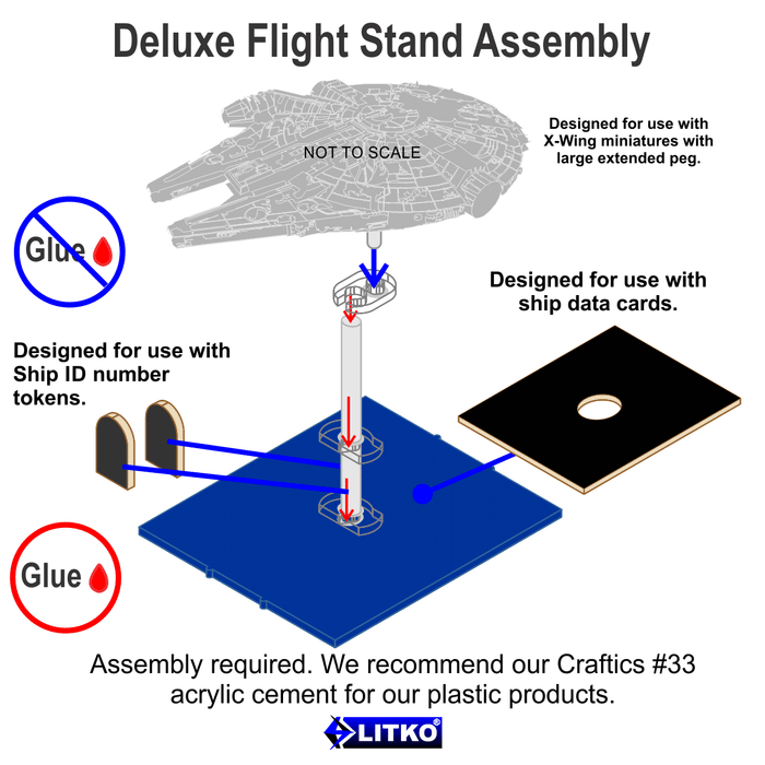 LITKO Space Fighter Deluxe Flight Stand (Large Ship), Blue - LITKO Game Accessories