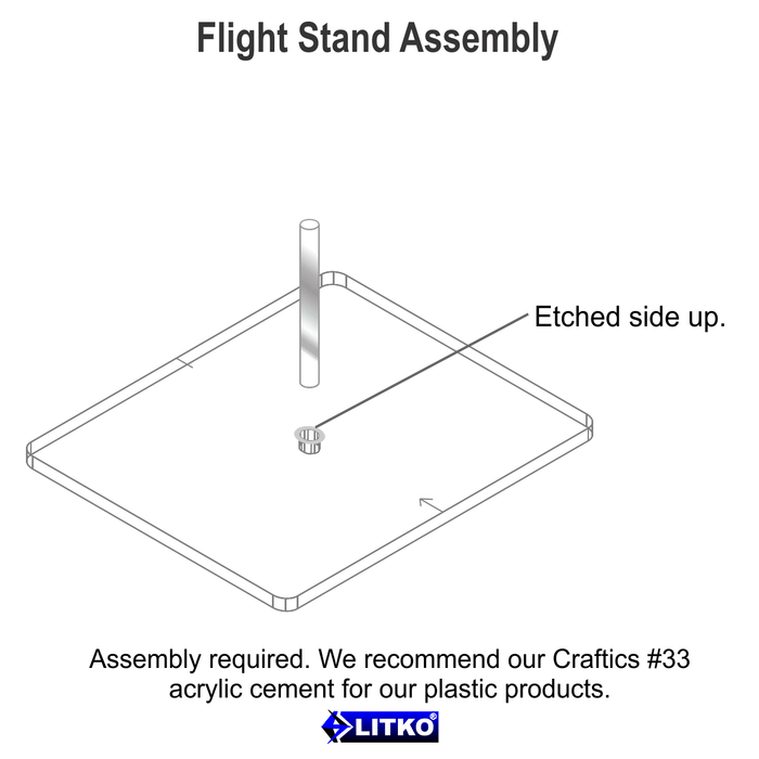LITKO Flight Stand, Rectangular 81x110mm (Rounded Corners), WoG etching, 2 inch HD Peg, Clear - LITKO Game Accessories