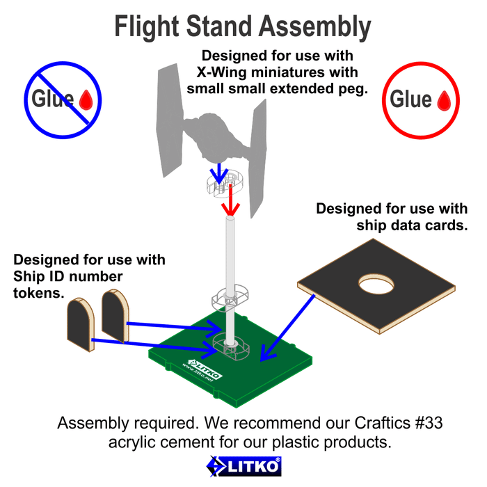 LITKO Space Fighter Deluxe Flight Stand (Standard Ship), Green (10) - LITKO Game Accessories