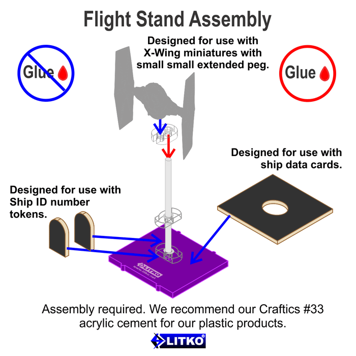 LITKO Space Fighter Deluxe Flight Stand (Standard Ship), Purple (10) - LITKO Game Accessories
