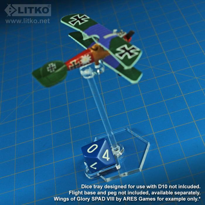 LITKO Flight Stand Dice Tray for D10 Dice, Clear (5)-Flight Stands-LITKO Game Accessories