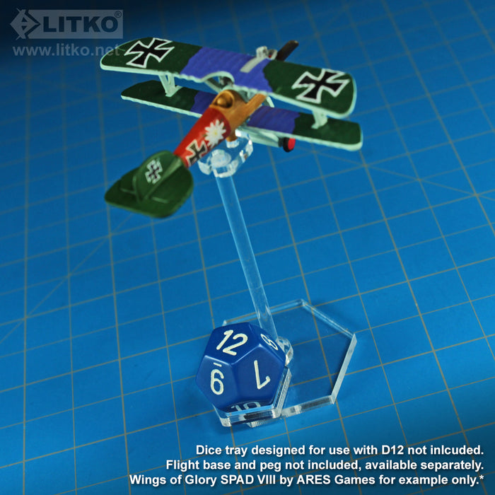 LITKO Flight Stand Dice Tray for D12 Dice, Clear (5)-Flight Stands-LITKO Game Accessories
