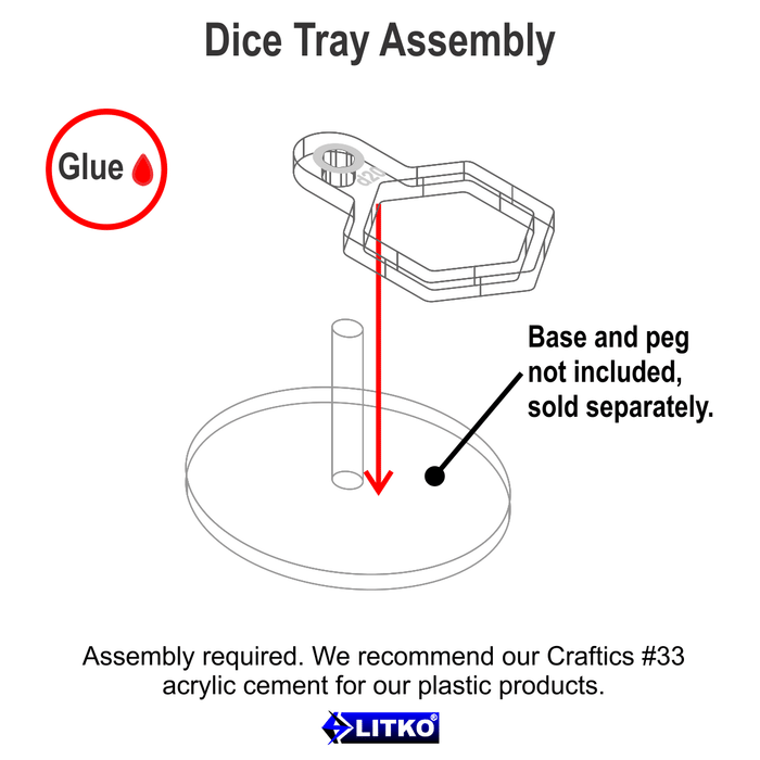 LITKO Flight Stand Dice Tray for D20 Dice, Clear (5) - LITKO Game Accessories