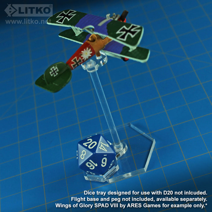 LITKO Flight Stand Dice Tray for D20 Dice, Clear (5)-Flight Stands-LITKO Game Accessories