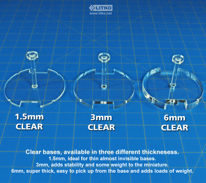 LITKO 50mm Circular Flight Stand Kit Compatible with Star Wars: Legion, 6mm Clear (5)-Flight Stands-LITKO Game Accessories