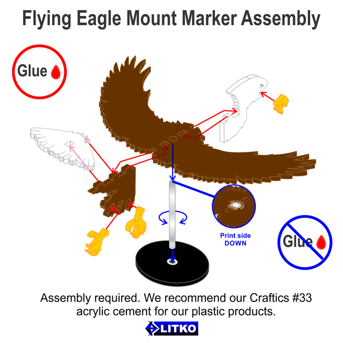 LITKO Flying Eagle Character Mount Kit with 2 inch Circle Base - LITKO Game Accessories