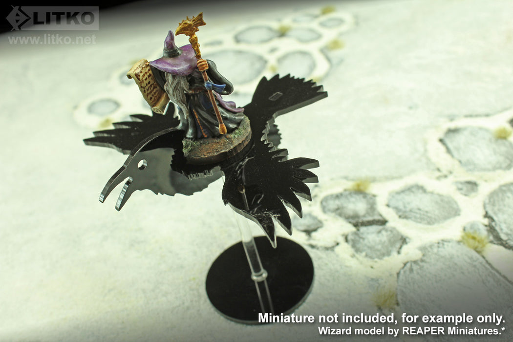 LITKO Flying Raven Character Mount Kit with 2 inch Circle Base, Black-Character Mount-LITKO Game Accessories