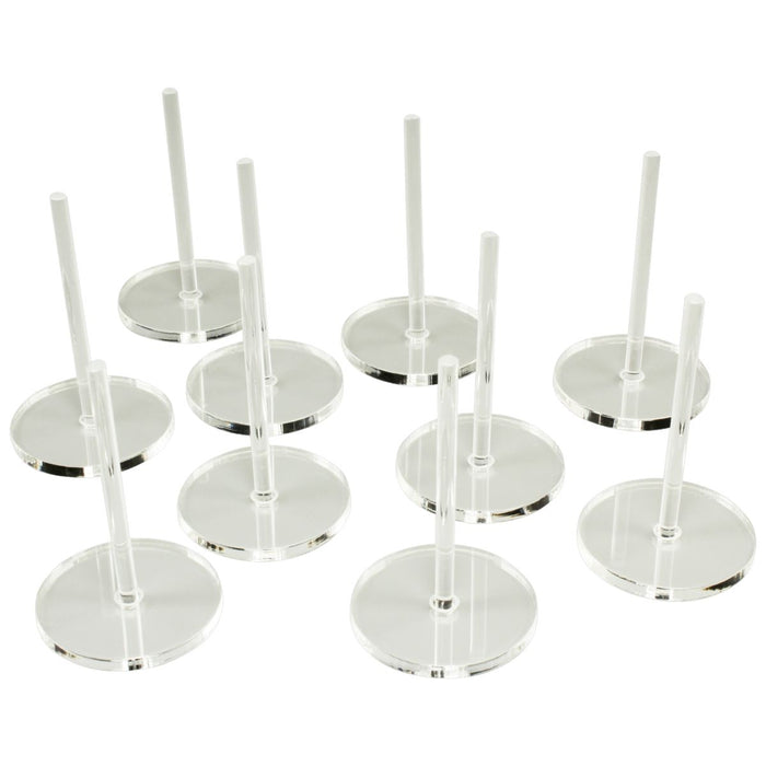 LITKO 32mm Circle Flight Stands with 2-inch pegs, 3mm Clear (10)-Flight Stands-LITKO Game Accessories
