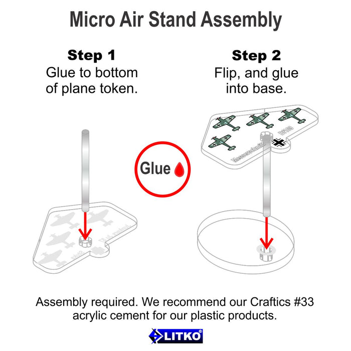 LITKO WWII Micro Air Stands, German Messerschmidt Bf 109 Fighter (3)-General Gaming Accessory-LITKO Game Accessories