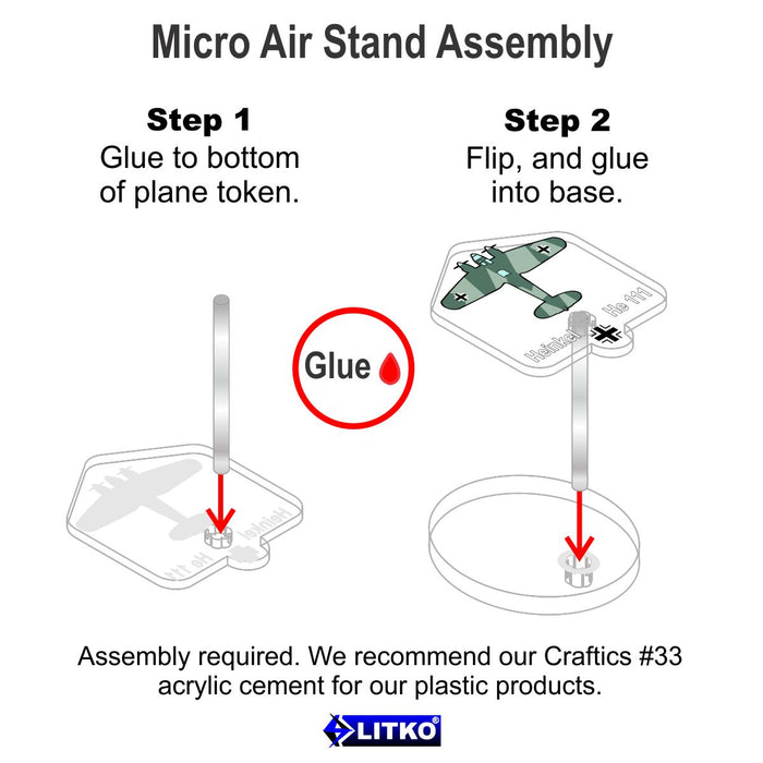 LITKO WWII Micro Air Stands, German Heinkel He-111 Bomber (3)-General Gaming Accessory-LITKO Game Accessories