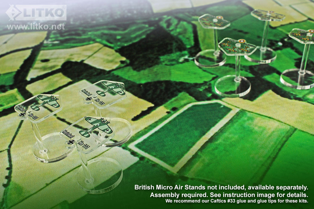 LITKO WWII Micro Air Stands, German Heinkel He-111 Bomber (3)-General Gaming Accessory-LITKO Game Accessories