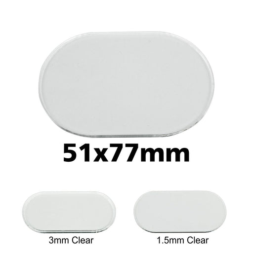 Miniature Base, Pill, 51x77mm, 3mm Clear (5)-Specialty Base Sets-LITKO Game Accessories