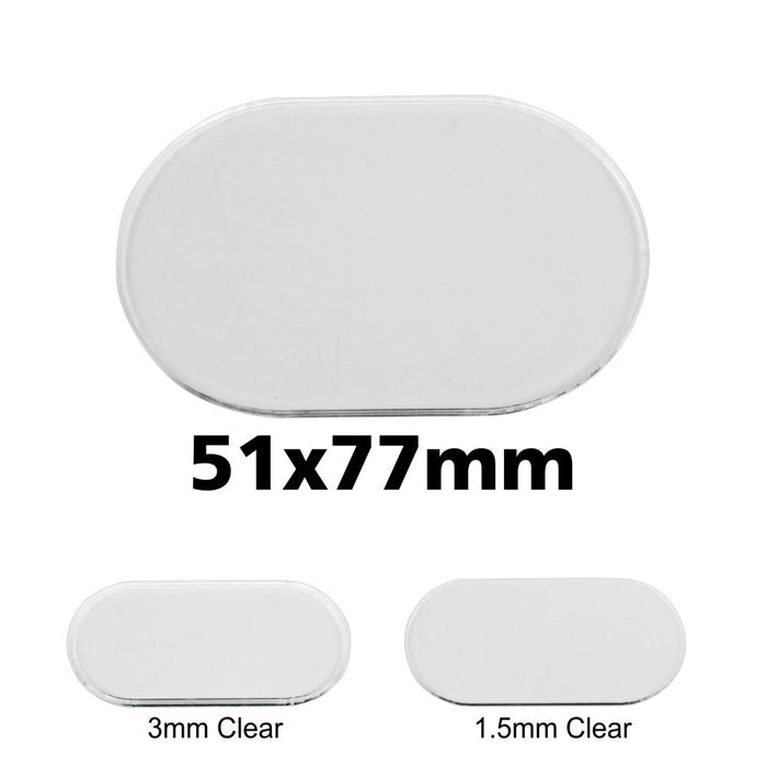 Miniature Base, Pill, 51x77mm, 1.5mm Clear (5)-Specialty Base Sets-LITKO Game Accessories