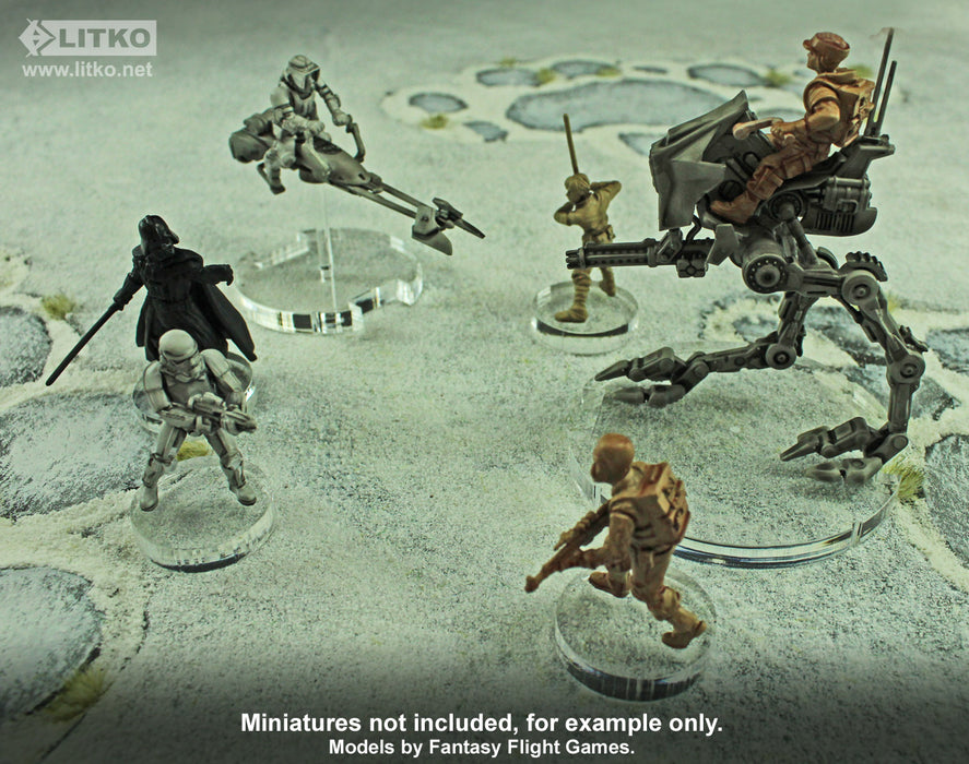 LITKO Core Game Base Upgrade Set Compatible with Star Wars: Legion, 6mm Clear (33)-Specialty Base Sets-LITKO Game Accessories