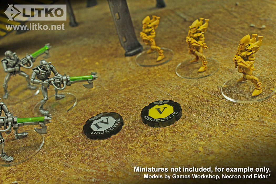 LITKO Objective Token Numbered 1-6, Compatible with WHv8, Custom Color Tokens (6) - LITKO Game Accessories