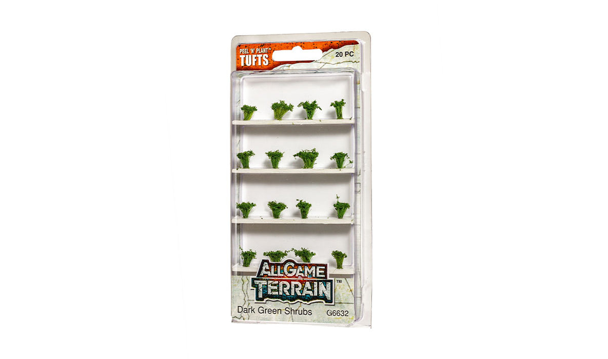 All Game Terrain Dark Green Shrubs Tufts-Flock and Basing Materials-LITKO Game Accessories