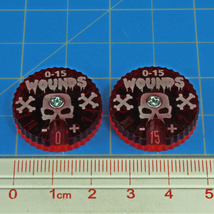 LITKO Wound Dials Numbered 0-15, Fluorescent Pink & Translucent Red (2)-Status Dials-LITKO Game Accessories