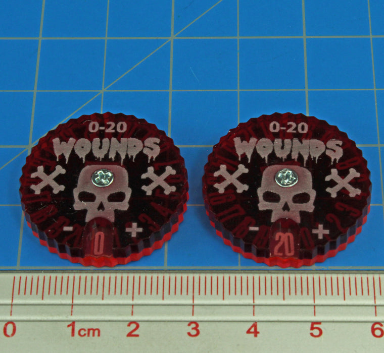 LITKO Wound Dials Numbered 0-20, Fluorescent Pink & Translucent Red (2)-Status Dials-LITKO Game Accessories