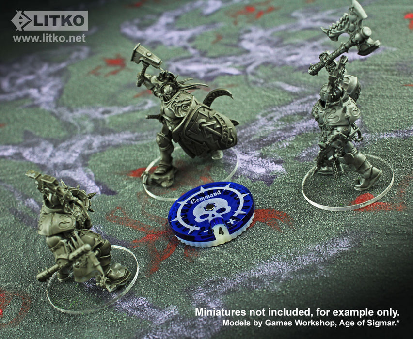 LITKO Command Points Dial Numbered #0-20 Compatible with AoS: 2nd Edition, Translucent Blue & Ivory-Status Dials-LITKO Game Accessories