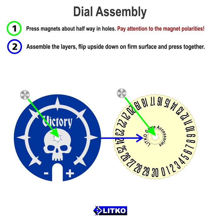 LITKO Victory Points Dial Numbered #0-30 Compatible with AoS: 2nd Edition, Translucent Blue & Ivory - LITKO Game Accessories
