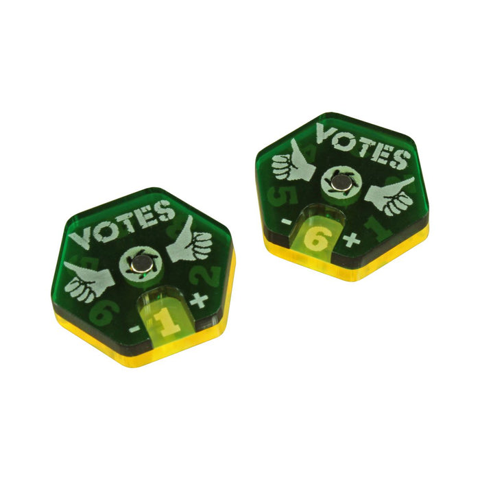 LITKO Vote Dials Compatible with Gaslands Miniatures Game, Translucent Green & Fluorescent Yellow (2)-Status Dials-LITKO Game Accessories