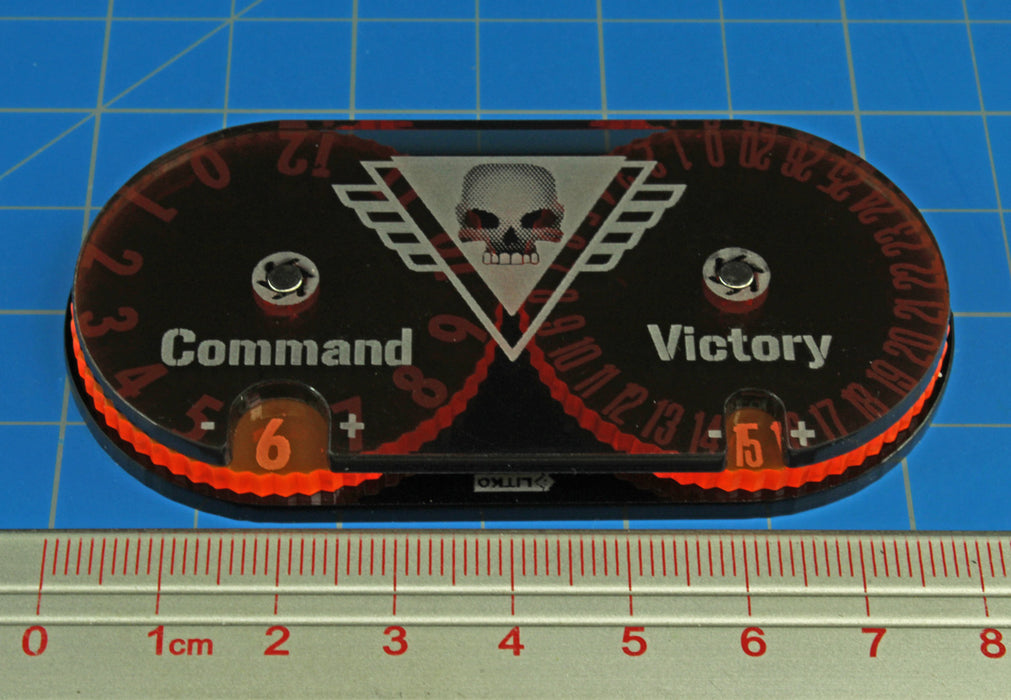 LITKO Command and Victory Point Tracker Compatible with WH: KT, Fluorescent Orange & Translucent Grey - LITKO Game Accessories