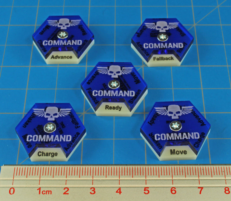 LITKO Command Dials Compatible with Warhammer: Kill Team, Ivory & Translucent Blue (5)-Status Dials-LITKO Game Accessories