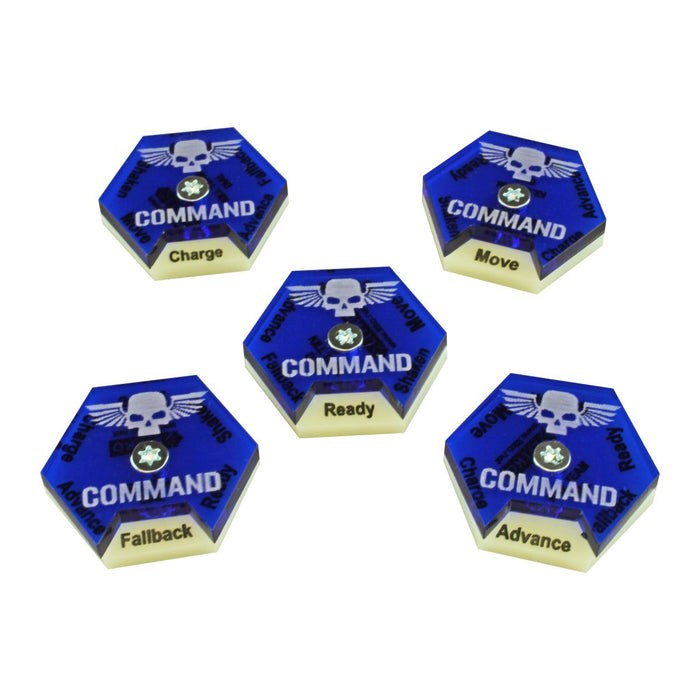 LITKO Command Dials Compatible with Warhammer: Kill Team, Ivory & Translucent Blue (5)-Status Dials-LITKO Game Accessories