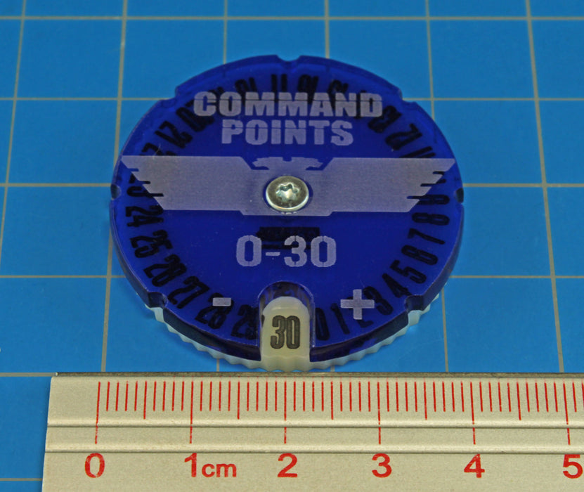 LITKO Command Points Dial #0-30 compatible with WHv9, Translucent Blue & Ivory-Status Dials-LITKO Game Accessories