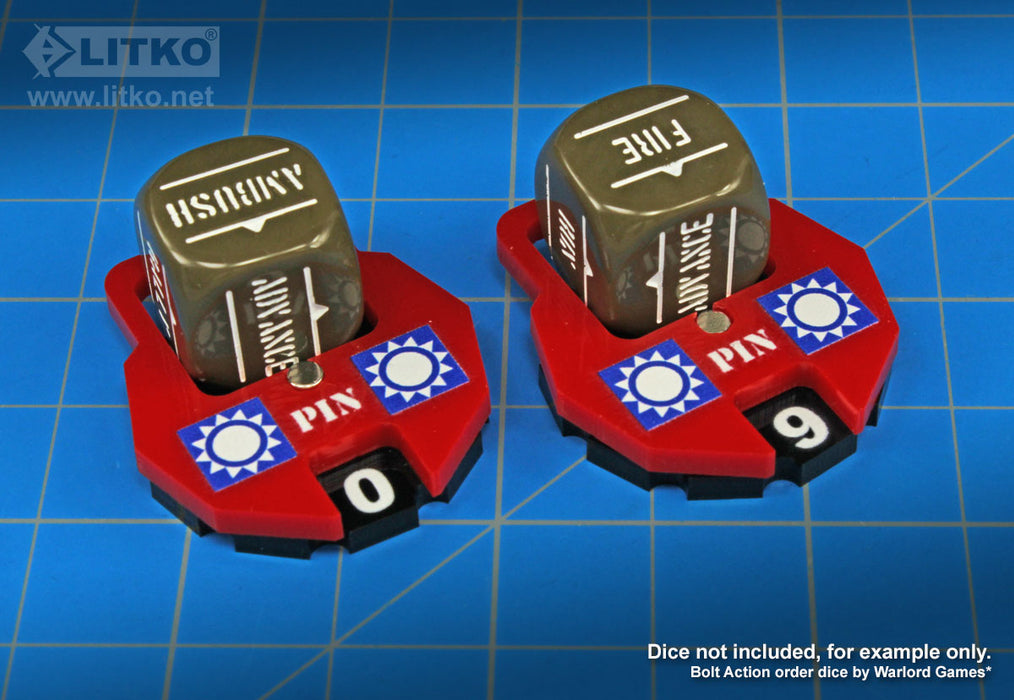 LITKO Premium Printed WWII Chinese Army Pin Dials (2) - LITKO Game Accessories