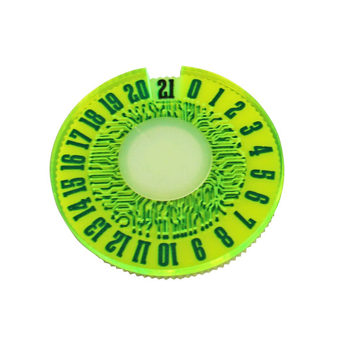LITKO Universal Life Counter Game Dial, Circut Pattern, Numbered 0-2, Fluorescent Green-Status Dials-LITKO Game Accessories