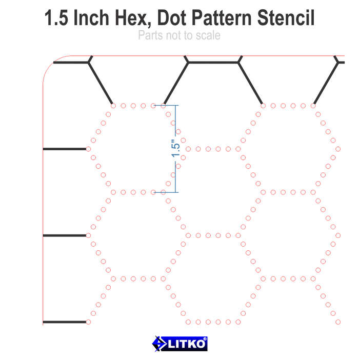 LITKO 1.5-inch Hex Grid Stencil, Dot Pattern - LITKO Game Accessories