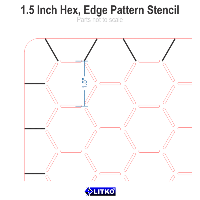 LITKO 1.5-inch Hex Grid Stencil, Edge Pattern - LITKO Game Accessories