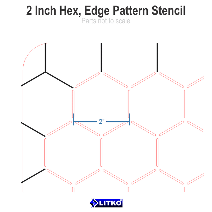 LITKO 2-inch Hex Grid Stencil, Edge Pattern - LITKO Game Accessories
