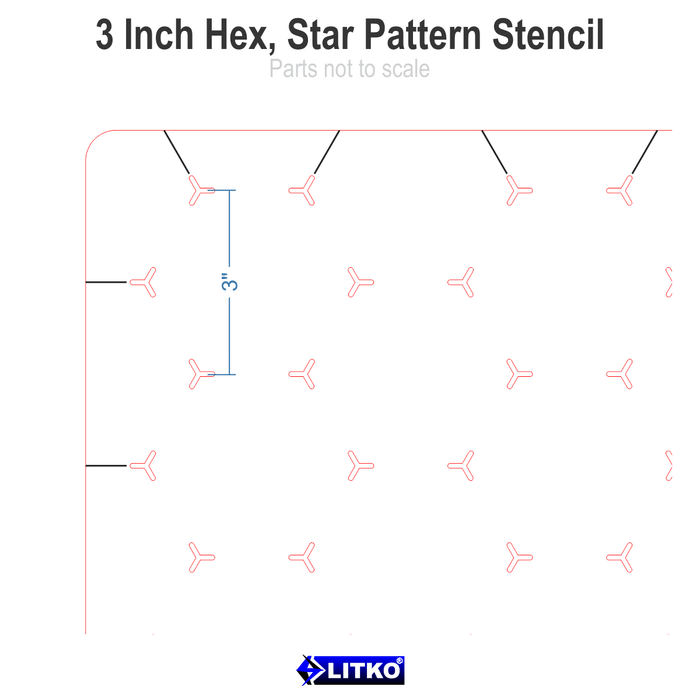 LITKO 3-inch Hex Grid Stencil, Star Pattern - LITKO Game Accessories