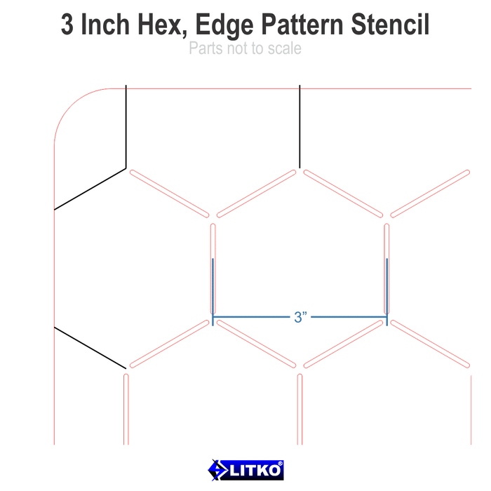 LITKO 3-inch Hex Grid Stencil, Edge Pattern - LITKO Game Accessories