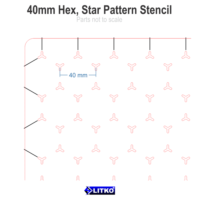 LITKO 40mm Hex Grid Stencil, Star Pattern - LITKO Game Accessories